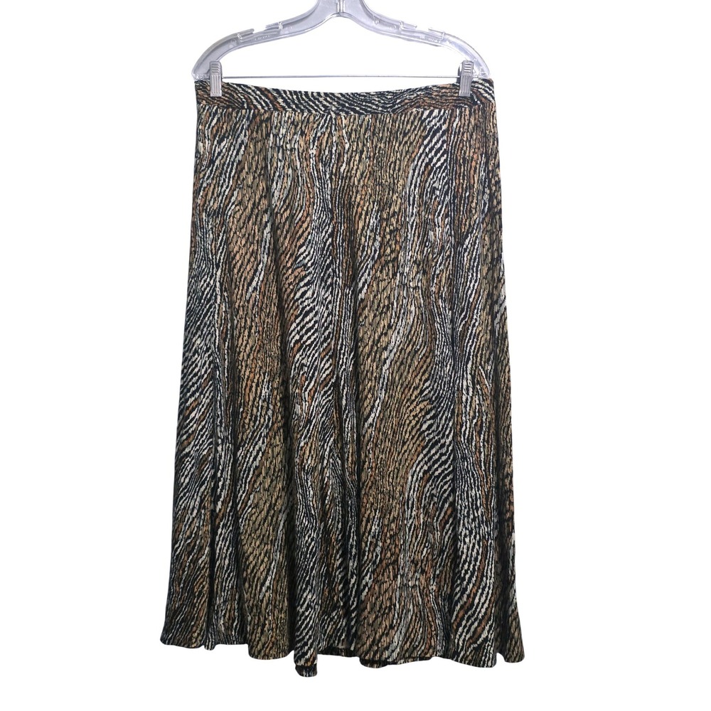 Campus Casuals of California Vintage Animal Print‎ Midi Skirt Brown Black 10